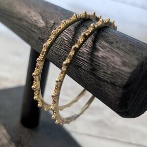 Set of 2 Ridged Bracelets - Gold Tone - Condition Issues